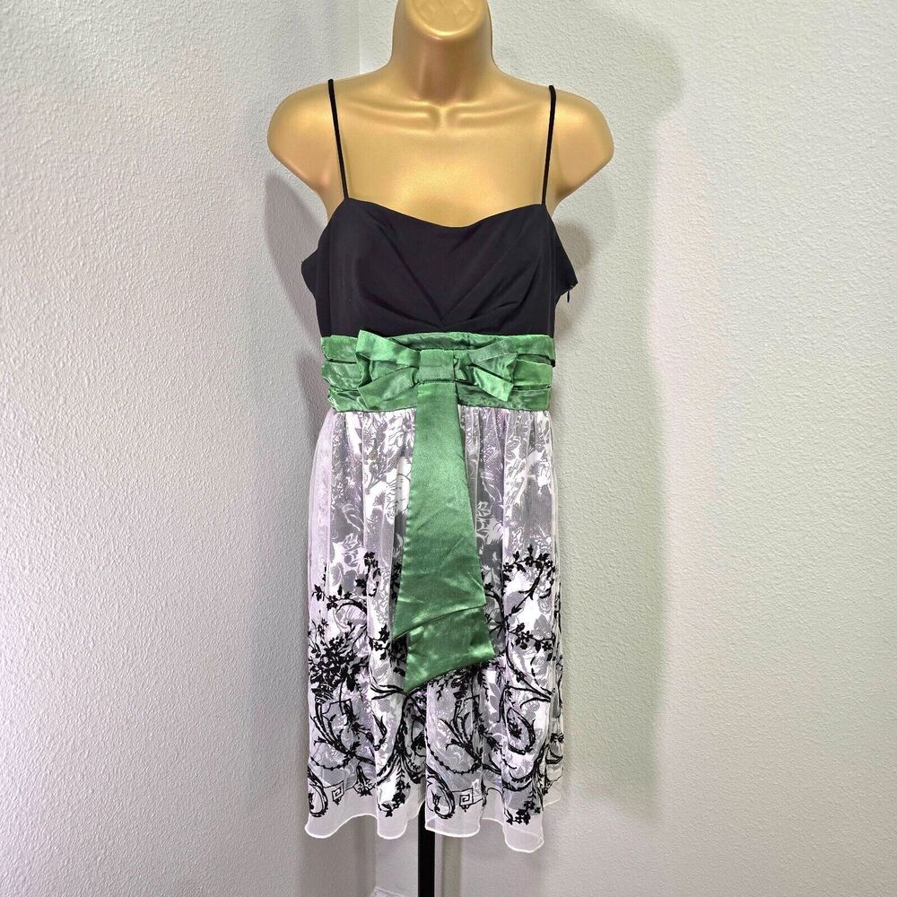 Y2K Babydoll Hoco Dress Size 11 Black Green Sparkle Beaded Homecoming Whimsigoth